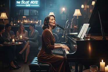 il repertorio da piano bar potrà essere interpretato da un cantante uomo o una musicista femminile, alternandosi nelle performance canore
