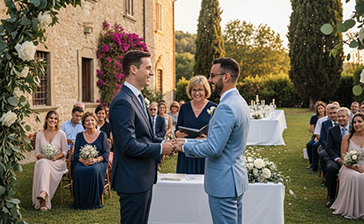Cerimonia civile per una coppia di Gay. Organizziamo tutta la parte musicale con una playlist personalizzata.